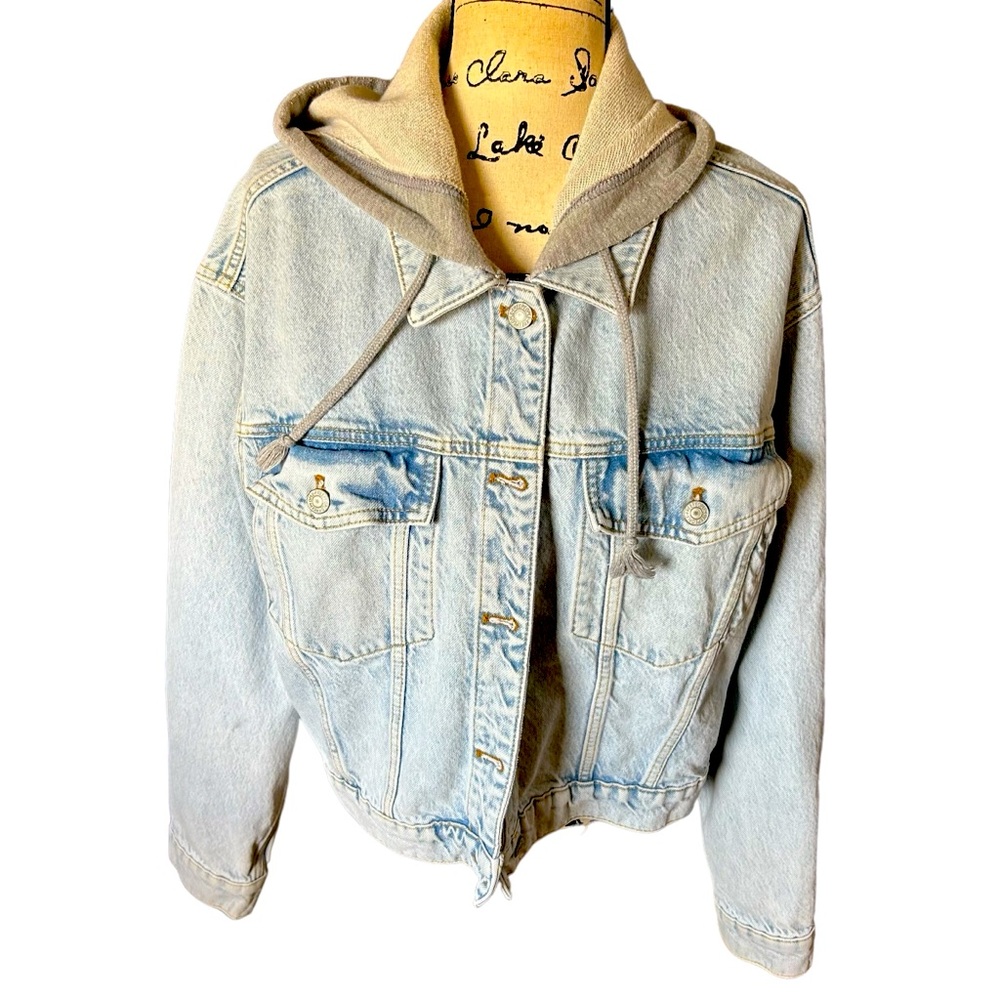 Free People Denim Jacket Hoodie Women’s XL